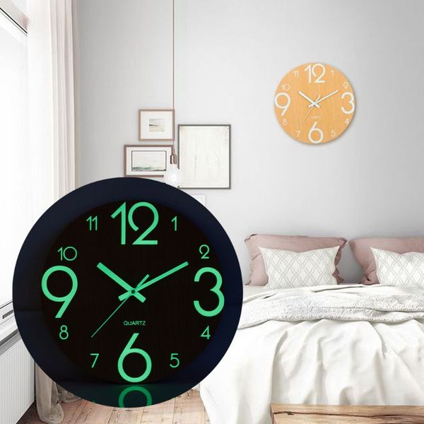 12 inch luminous night light wall clock wooden silent non-ticking quartz clock for home living room decor
12 inch luminous night light wall clock wooden silent non-ticking quartz clock for home living room decor