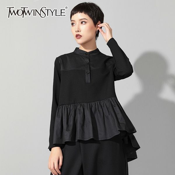 twotwinstyle 2019 spring female stand collar long sleeve asymmetrical t-shirts women oversized casual fashion clothing new, White
twotwinstyle 2019 spring female stand collar long sleeve asymmetrical t-shirts women oversized casual fashion clothing new, White