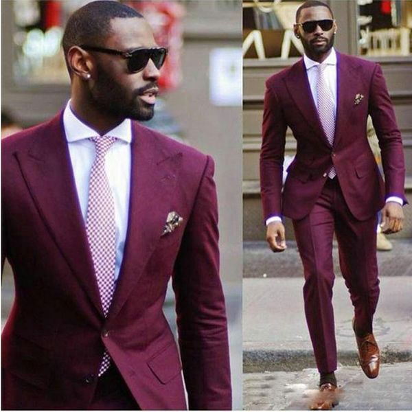 new arrival dark red slim fit groomsmen wear two buttons peaked lapel prom blazer pants fashion wedding suits for men, Black;gray
new arrival dark red slim fit groomsmen wear two buttons peaked lapel prom blazer pants fashion wedding suits for men, Black;gray