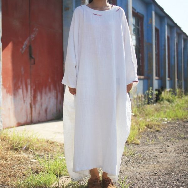 spring autumn loose long cotton linen women batwing sleeve gown dresses female folk white robe casual baggy maxi dress, Black;gray
spring autumn loose long cotton linen women batwing sleeve gown dresses female folk white robe casual baggy maxi dress, Black;gray