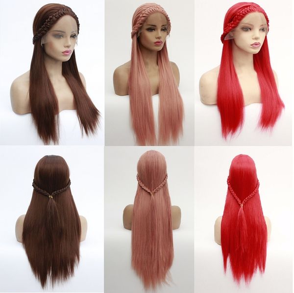 new designer fashion lace front wig long straight synthetic hair with braid sell traceless hairline classic middle split full head set, Black;brown
new designer fashion lace front wig long straight synthetic hair with braid sell traceless hairline classic middle split full head set, Black;brown