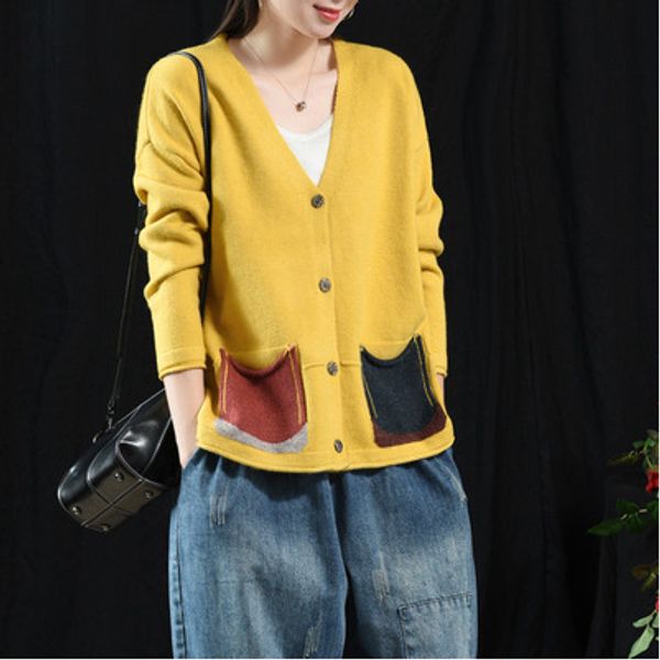 women sweater autumn winter loose retro blended jackets 2019 new ladies cardigan button pocket casual sweater coat, White
women sweater autumn winter loose retro blended jackets 2019 new ladies cardigan button pocket casual sweater coat, White