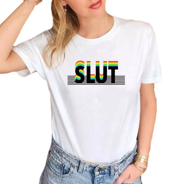 new summer funny rainbow slut shirt women harajuku letter print women t-shirts soft cotton casual white tees s1466
new summer funny rainbow slut shirt women harajuku letter print women t-shirts soft cotton casual white tees s1466