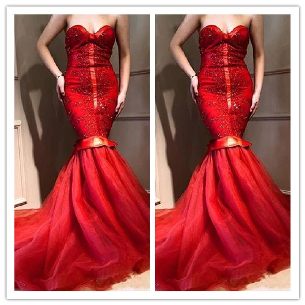 red mermaid prom dresses sweetheart appliques beads sequins tulle celebrity evening gowns sleeveless back zipper cocktail party dress, Black;red
red mermaid prom dresses sweetheart appliques beads sequins tulle celebrity evening gowns sleeveless back zipper cocktail party dress, Black;red