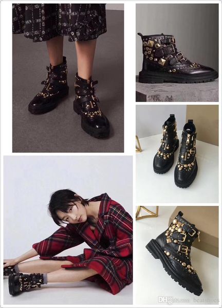 2019 luxury designer brand women metal spikes ankle martin boots square flat platform knight motorcycle genuine leather boots size 35-41, Black
2019 luxury designer brand women metal spikes ankle martin boots square flat platform knight motorcycle genuine leather boots size 35-41, Black