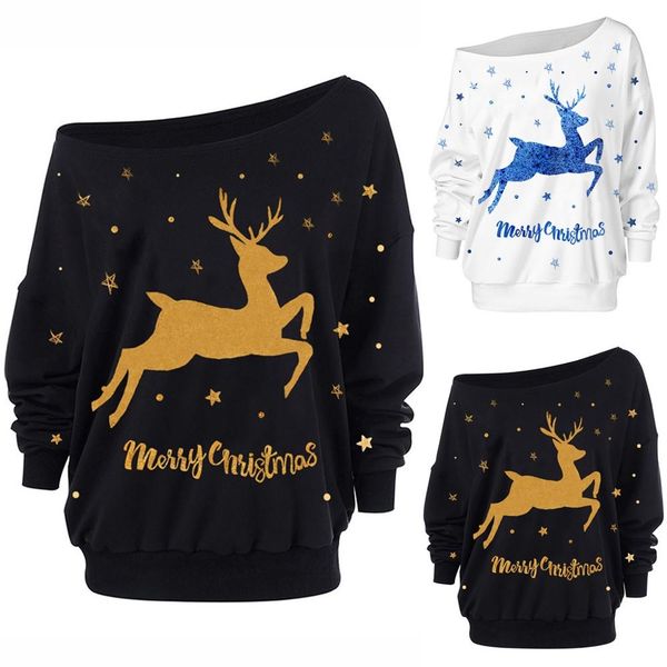 women's fashion christmas elk print loose long sleeve off-shoulder sweatshirt 2019 navidad xmas gift happy new year 2020, Black
women's fashion christmas elk print loose long sleeve off-shoulder sweatshirt 2019 navidad xmas gift happy new year 2020, Black