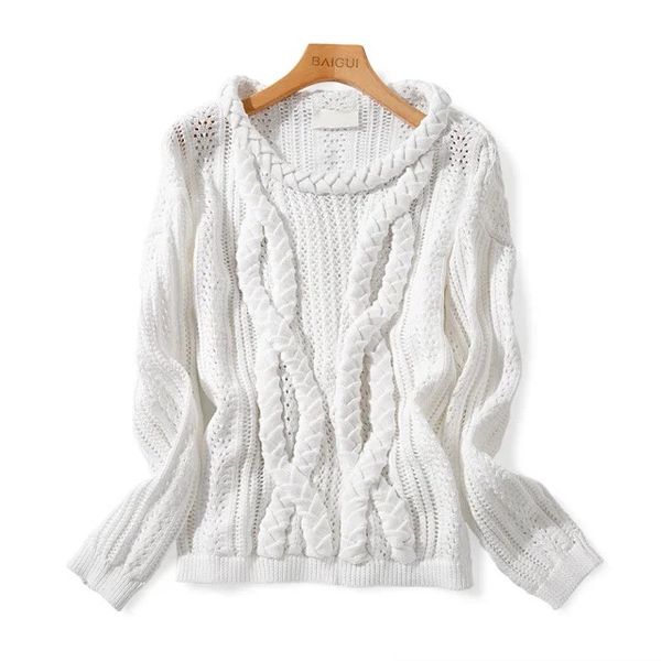 hollow out solid women sweater pullovers knit twist braid long sleeve v-neck sweater fashion casual street wear sweaters new, White
hollow out solid women sweater pullovers knit twist braid long sleeve v-neck sweater fashion casual street wear sweaters new, White