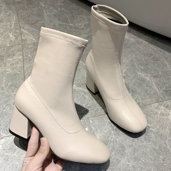 kjstyrka 2019 square head elegant black white nubuck chunky heel sock women mid-calf boots simple winter comfortable botas mujer
kjstyrka 2019 square head elegant black white nubuck chunky heel sock women mid-calf boots simple winter comfortable botas mujer