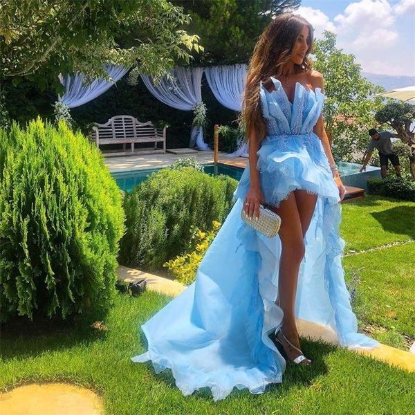 light sky blue prom dresses high low sleeveless evening gowns ruffles appliques chiffon floor length formal party dress, Black
light sky blue prom dresses high low sleeveless evening gowns ruffles appliques chiffon floor length formal party dress, Black