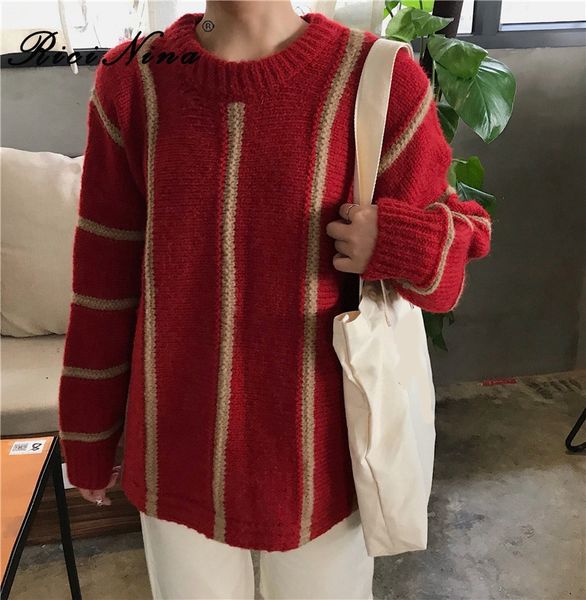 ricinina o-neck cashmere sweater women long sleeve striped loose autumn pullover women spring casual oversize sweater, White;black
ricinina o-neck cashmere sweater women long sleeve striped loose autumn pullover women spring casual oversize sweater, White;black