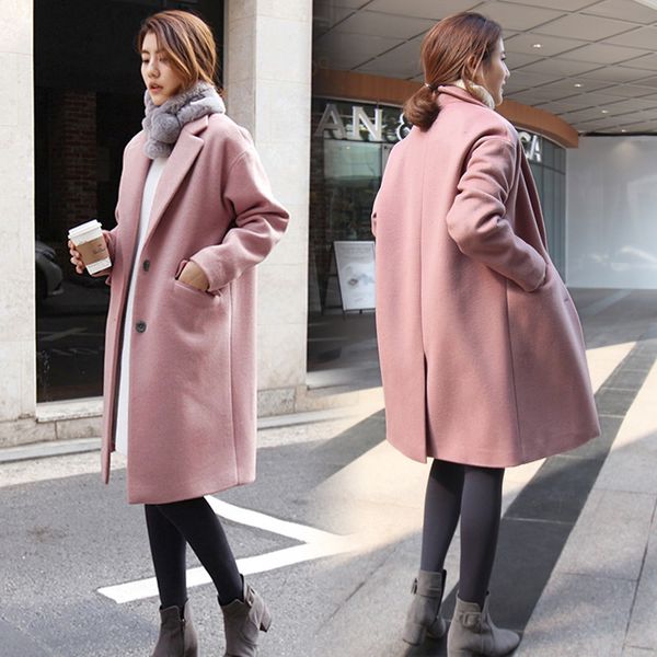 new style women solid woolen blends female long sleeve coat womens pockets single breasted jacket females trendy outerwear lady, Black
new style women solid woolen blends female long sleeve coat womens pockets single breasted jacket females trendy outerwear lady, Black