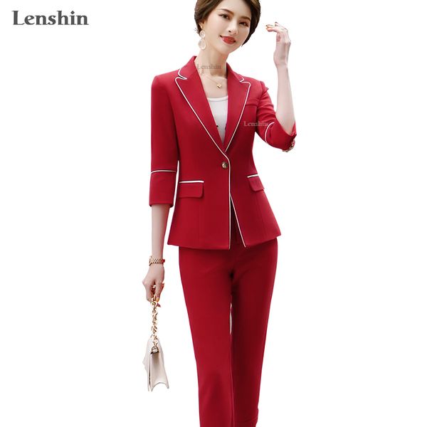 lenshin 2 piece set three quarter sleeve binding striped pant suit summer wear office lady designs women blazer calf-length pant, White;black
lenshin 2 piece set three quarter sleeve binding striped pant suit summer wear office lady designs women blazer calf-length pant, White;black