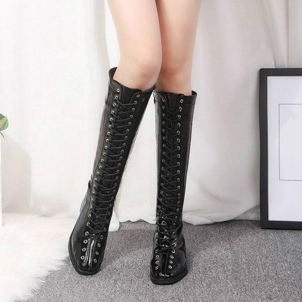 winter new long boots for female 2019 fashion knight knee high women boots patent leather thick with velvet warm woman shoes, Black
winter new long boots for female 2019 fashion knight knee high women boots patent leather thick with velvet warm woman shoes, Black