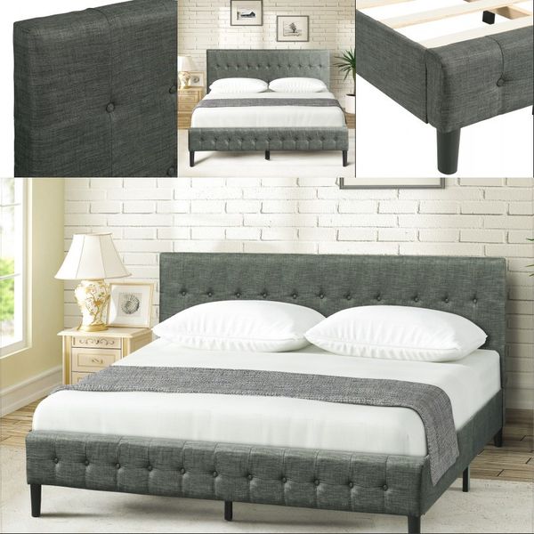 upholstered platform bed with wooden slat support and tufted headboard and footboard king living room decoration fast shipping
upholstered platform bed with wooden slat support and tufted headboard and footboard king living room decoration fast shipping