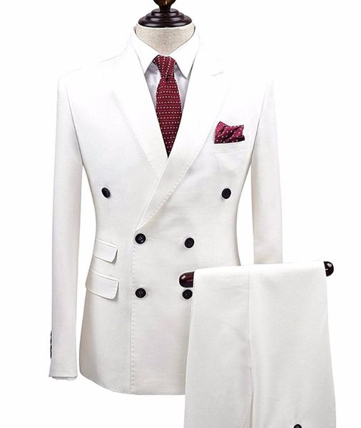 white 2 pieces men suits double breasted groom terno masculino smoking slim fit men wedding suits blazer tuxedo jacket+pants, White;black
white 2 pieces men suits double breasted groom terno masculino smoking slim fit men wedding suits blazer tuxedo jacket+pants, White;black