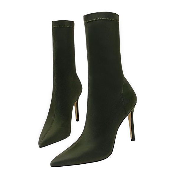 women's simple boots stiletto super high-heeled nightclub shoes thin pointed satin stretch boots girls shoes g0178, Black
women's simple boots stiletto super high-heeled nightclub shoes thin pointed satin stretch boots girls shoes g0178, Black