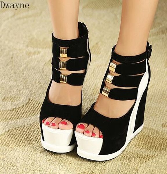woman shoes 2020 summer genuine women platform thick soles sandals wedges high heel 14cm peep toe mixed colors shoes, Black
woman shoes 2020 summer genuine women platform thick soles sandals wedges high heel 14cm peep toe mixed colors shoes, Black