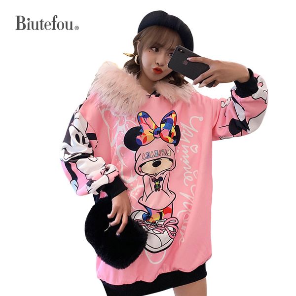 2019 autumn and winter fur collar cartoon print sweatshirts fashion women velvet hooded sweatshirts, Black
2019 autumn and winter fur collar cartoon print sweatshirts fashion women velvet hooded sweatshirts, Black