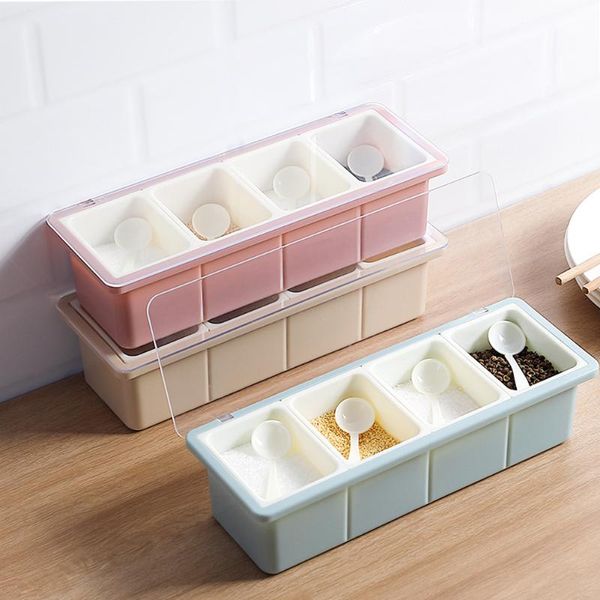 multipurpose plastic transparent lid spice pots restaurant 4 grid with spoon seasoning box set removable pepper home kitchen
multipurpose plastic transparent lid spice pots restaurant 4 grid with spoon seasoning box set removable pepper home kitchen