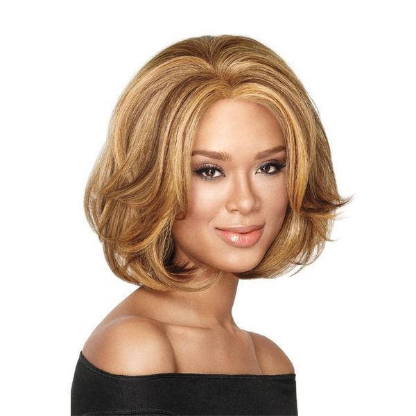 fashion women's gold fluffy short loose wave hair above the collar bone, chemical fiber wig synthetic wigs for chic girls, Black
fashion women's gold fluffy short loose wave hair above the collar bone, chemical fiber wig synthetic wigs for chic girls, Black