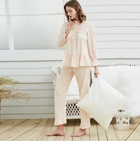 2018 new fall women's pajamas long pants set lace decoration sleepwear home cloth pijamas femininos verao, Blue;gray
2018 new fall women's pajamas long pants set lace decoration sleepwear home cloth pijamas femininos verao, Blue;gray