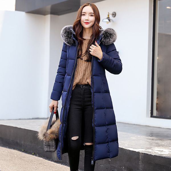 new winter autumn parkas hooded slim large fur collar long ladies coat thick long jacket female outwear plus size women parkas, Black
new winter autumn parkas hooded slim large fur collar long ladies coat thick long jacket female outwear plus size women parkas, Black