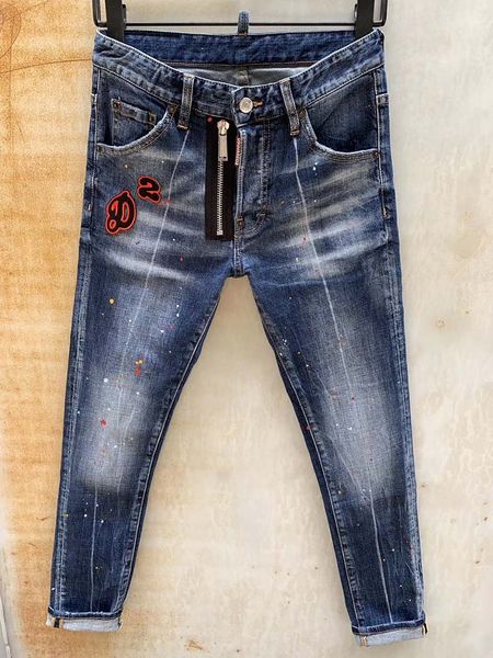 19 men's korean fashion tide men's blue white lacquer point embroidery zipper design micro-elastic straight jeans
19 men's korean fashion tide men's blue white lacquer point embroidery zipper design micro-elastic straight jeans