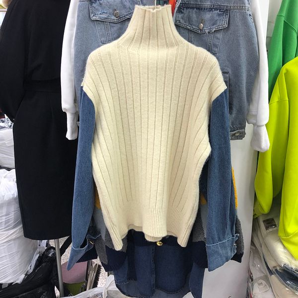 superaen europe pullovers sweaters women 2019 autumn new fashion turtleneck ladies sweaters stitching denim casual women, White;black
superaen europe pullovers sweaters women 2019 autumn new fashion turtleneck ladies sweaters stitching denim casual women, White;black