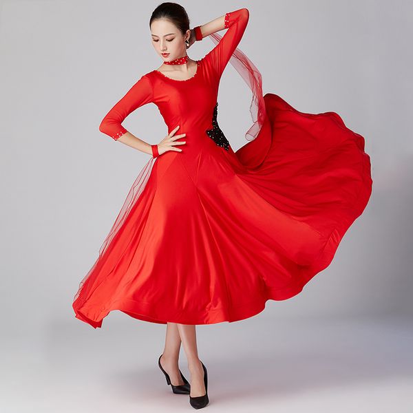 new ballroom competition dance dress women stage dancewear tango waltz dancing standard dress modern dance costumes, Black;red
new ballroom competition dance dress women stage dancewear tango waltz dancing standard dress modern dance costumes, Black;red