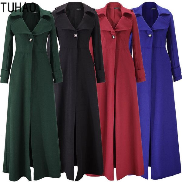 tuhao 2019 winter women super-long coat slim solid elegant lady's woolen outwear turn-down collar single button coats lw169, Black
tuhao 2019 winter women super-long coat slim solid elegant lady's woolen outwear turn-down collar single button coats lw169, Black