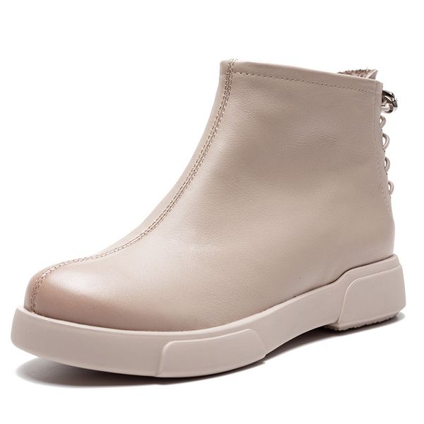 johnature genuine leather women shoes platform boots round toe 2019 new autumn winter sewing flat with elastic band ankle boots, Black
johnature genuine leather women shoes platform boots round toe 2019 new autumn winter sewing flat with elastic band ankle boots, Black