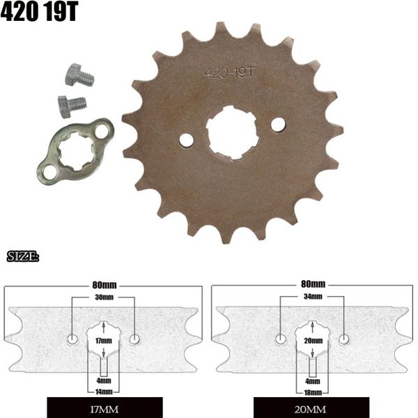 motorcycle front engine sprocket 420 17mm 20mm 19 tooth for stomp upower dirt pit bike atv quad go kart moped buggy scooter
motorcycle front engine sprocket 420 17mm 20mm 19 tooth for stomp upower dirt pit bike atv quad go kart moped buggy scooter