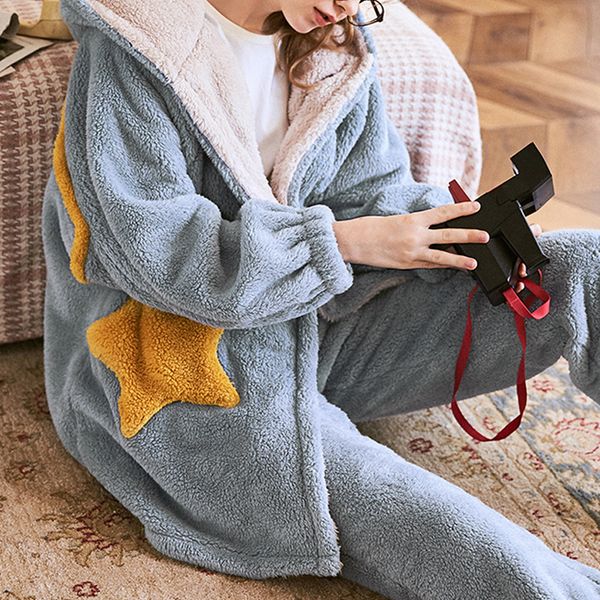 new flannel autumn winter warm thick pajamas hooded coral fleece women's sets pyjamas sleepwear home leisure wear high quality, Black;red
new flannel autumn winter warm thick pajamas hooded coral fleece women's sets pyjamas sleepwear home leisure wear high quality, Black;red