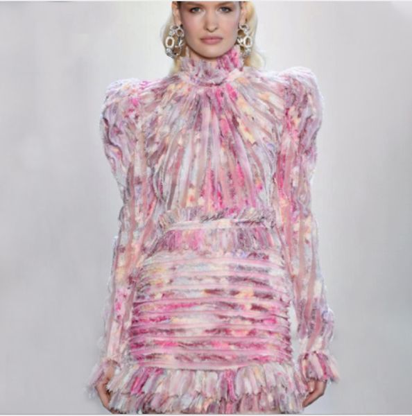 pink women designer dresses long sleeves in 2019 fall and winter runway or wearing ladies clothes, Black
pink women designer dresses long sleeves in 2019 fall and winter runway or wearing ladies clothes, Black