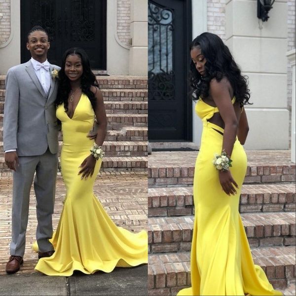 2019 deep v neck prom dress mermaid yellow formal for black girls open back evening graduation gowns long
2019 deep v neck prom dress mermaid yellow formal for black girls open back evening graduation gowns long