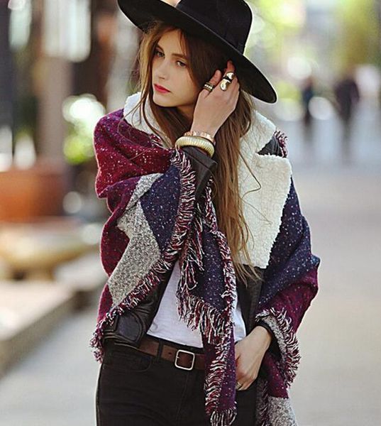 contrast beveled scarf raw edge cashmere thick warm square plaid scarf shawl, Black;white
contrast beveled scarf raw edge cashmere thick warm square plaid scarf shawl, Black;white