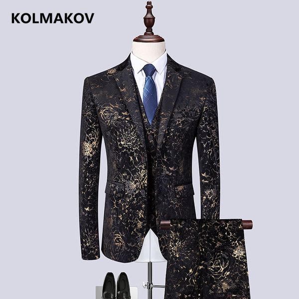 (jacket + vest + trousers) new printed men's suit 2019 classic 3-piece suits for men's business leisure suit high-quality men, White;black
(jacket + vest + trousers) new printed men's suit 2019 classic 3-piece suits for men's business leisure suit high-quality men, White;black