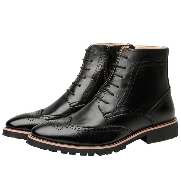 new high-uppers men's boots british trend block carved leather boots men's leather shoes martin boots, Black
new high-uppers men's boots british trend block carved leather boots men's leather shoes martin boots, Black