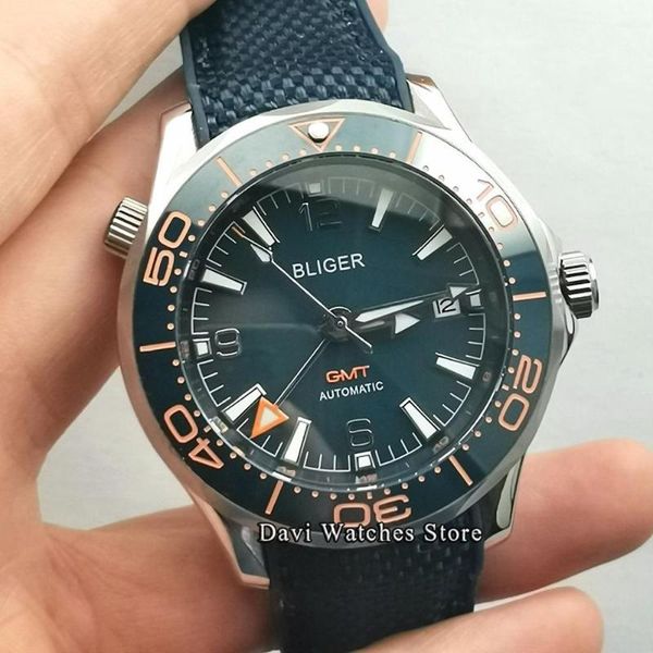 new bliger/sterile 41mm men's watch blue dial gmt mechanical watch ceramic bezel silver case crown man automatic, Slivery;brown
new bliger/sterile 41mm men's watch blue dial gmt mechanical watch ceramic bezel silver case crown man automatic, Slivery;brown