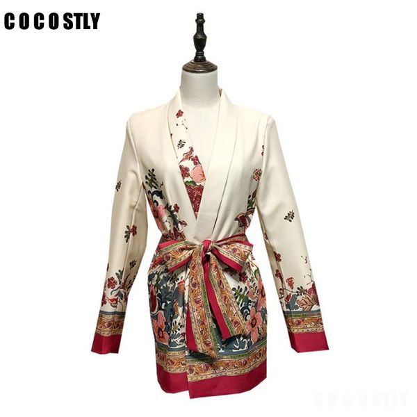 autumn blazer women vintage floral print blazers bow tie sashes long sleeve coat female retro chic outerwear casaco feminine, White;black
autumn blazer women vintage floral print blazers bow tie sashes long sleeve coat female retro chic outerwear casaco feminine, White;black