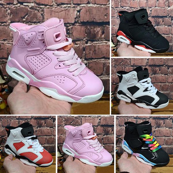 

nike air jordan 6 retro высокое качество новых скидка дети 6 детские баскетбольные кроссовки unc золото черный красный малыш 6s мальчики кро, Black