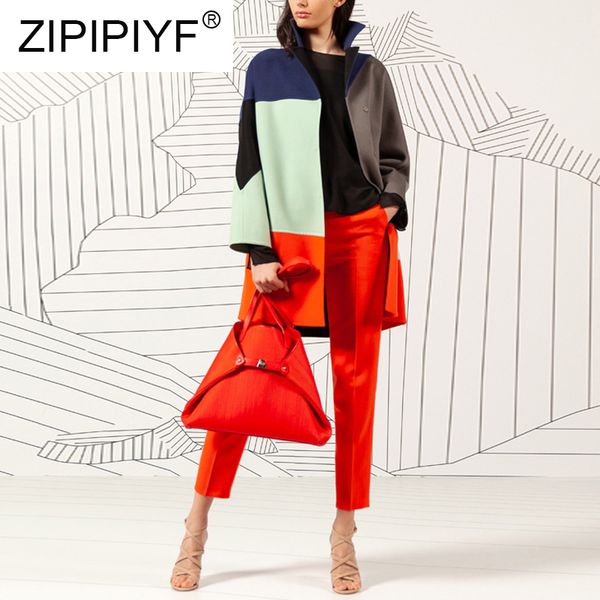fashionable bump color stitching women's wear female temperament straight wool coat c1977, Black
fashionable bump color stitching women's wear female temperament straight wool coat c1977, Black