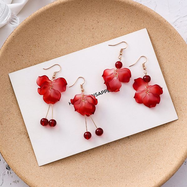 2019 summer girl's gradient red petals long short dangle earring korean popular red flower drop earring bride's jewelry, Silver
2019 summer girl's gradient red petals long short dangle earring korean popular red flower drop earring bride's jewelry, Silver