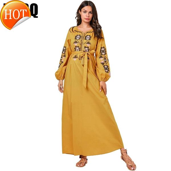 modest fashion mc209055 comfortable arabian large size women's yellow embroidered sleeve round collar muslim long, Red
modest fashion mc209055 comfortable arabian large size women's yellow embroidered sleeve round collar muslim long, Red