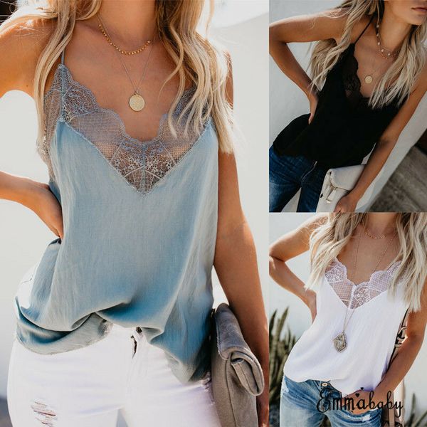 

Fashion Women Summer Hot Vest Camis Sleeveless Crop Tops Ladies Lace Sexy Loose V-Neck Tanks Tees Tops Camis Bralette Bustier