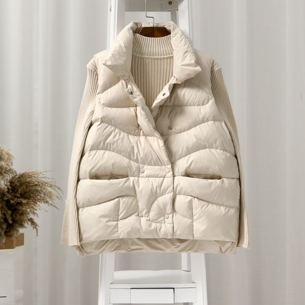 women's vests down vest female short paragraph 2021 winter korean loose thin jacket waistcoat, Black;white
women's vests down vest female short paragraph 2021 winter korean loose thin jacket waistcoat, Black;white
