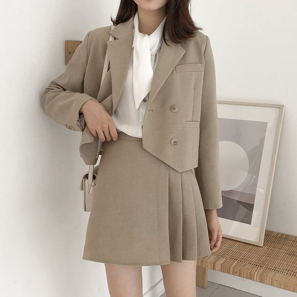 suit jacket female 2019 autumn short skirt small suit two-piece slim slimming pure color wild temperament women's clothes, White;black
suit jacket female 2019 autumn short skirt small suit two-piece slim slimming pure color wild temperament women's clothes, White;black