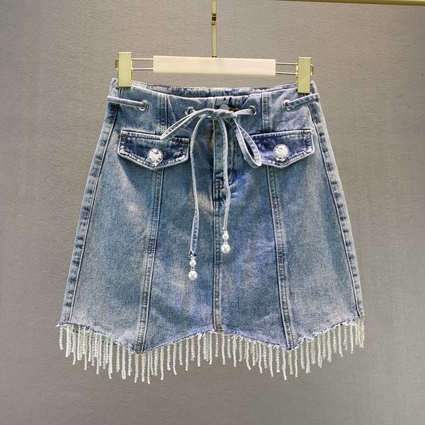 denim skirt woman 2020 summer new european ins high waist slimming lace-up pearl tassel jeans skirt women's package hip skirts, Black
denim skirt woman 2020 summer new european ins high waist slimming lace-up pearl tassel jeans skirt women's package hip skirts, Black