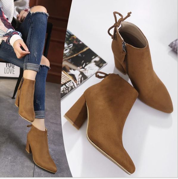 new thick with ankle boots female pointed korean version of the ultra-slim fashion high heel boots martin boots, Black
new thick with ankle boots female pointed korean version of the ultra-slim fashion high heel boots martin boots, Black