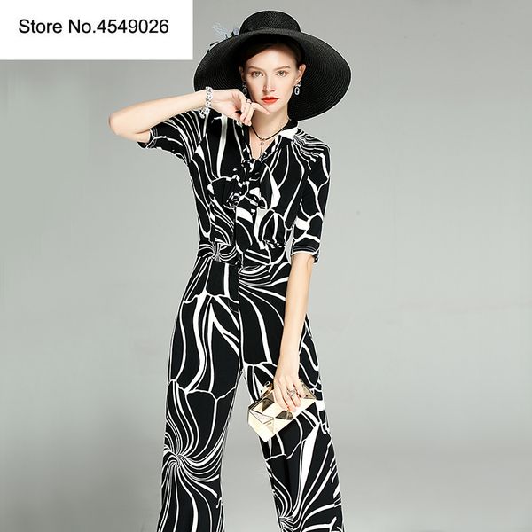 v neck printing belted wrap jumpsuit women 2019 spring summer casual overalls for women elegant female jumpsuits h6906, Black;white
v neck printing belted wrap jumpsuit women 2019 spring summer casual overalls for women elegant female jumpsuits h6906, Black;white